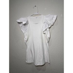 ALC White Flutter Sleeve Scoop Neck T Shirt Top Size S